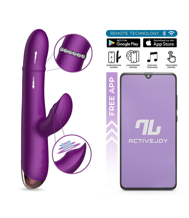Rimba IY - Sendel - Rabbit Vibrator met kralenring en app - Paars