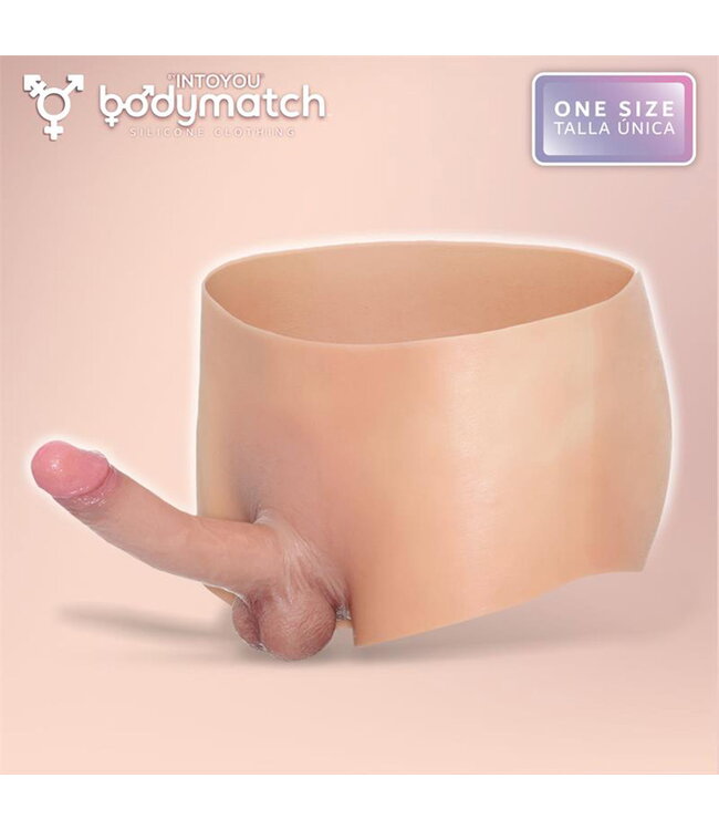 Rimba BODYMATCH - Blayke - Boxershort met ingebouwde penis van 18 cm - Siliconen - One Size - Huidskleur