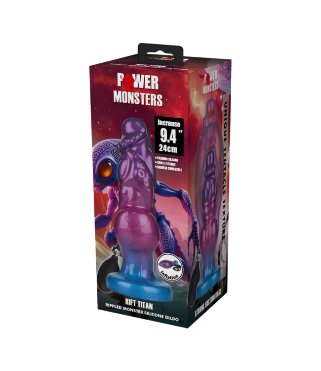 Rimba Power Monsters - Rift Titan - Opblaasbare Rippled Monster Dildo - 24 cm - Mix Color
