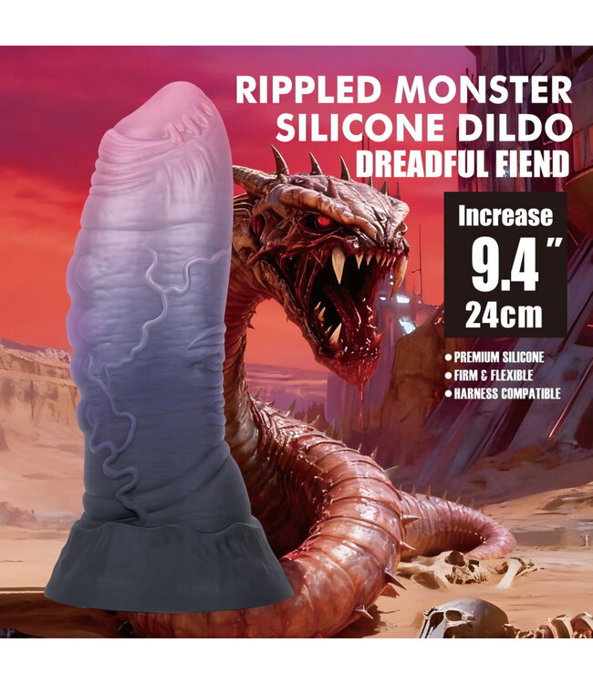 Rimba Power Monsters - Dreadful Fiend - Rippled Monster Dildo - 24 cm - Mix Color