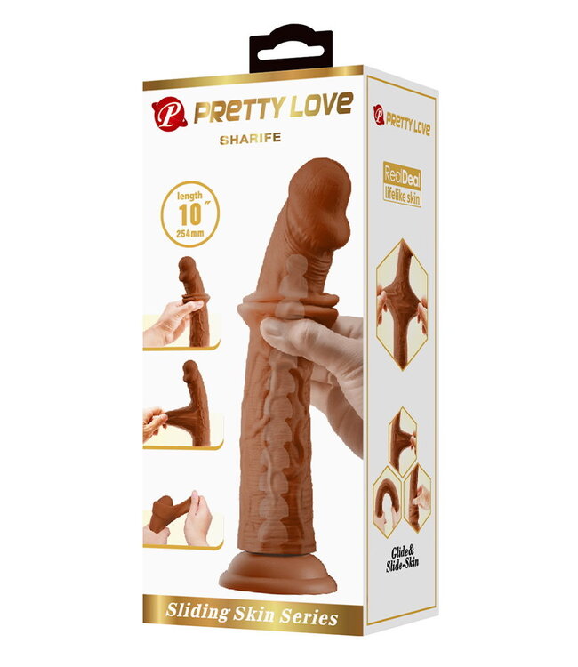 Rimba Pretty Love - Sharife - Sliding Skin Realistische Dildo 25,4cm - Bruin
