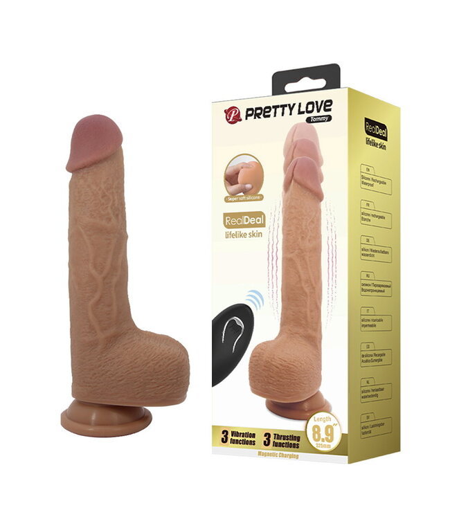 Rimba Pretty Love - Tommy -  Thrusting Skin Vibrator - Lichtbruin