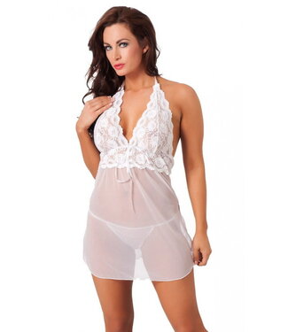 Rimba Amorable by Rimba - Mini Jurk met G-string - One Size - Wit