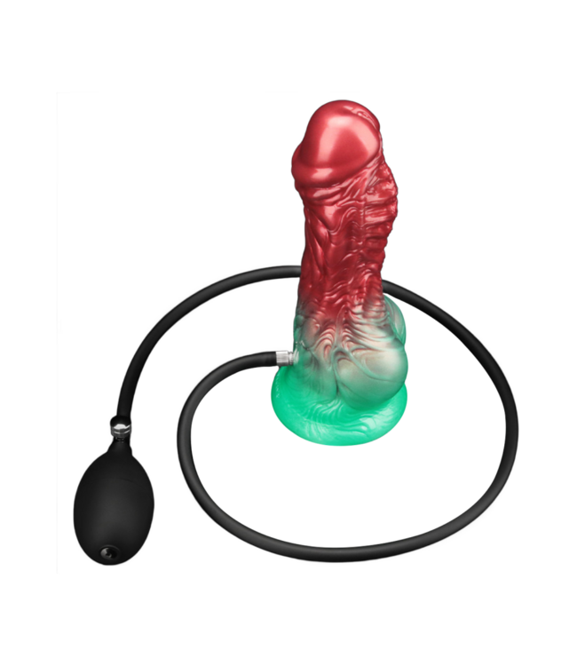 Rimba LoveToy - Dual Density Opblaasbare Dildo 8"/ 20 cm - Rood/Groen
