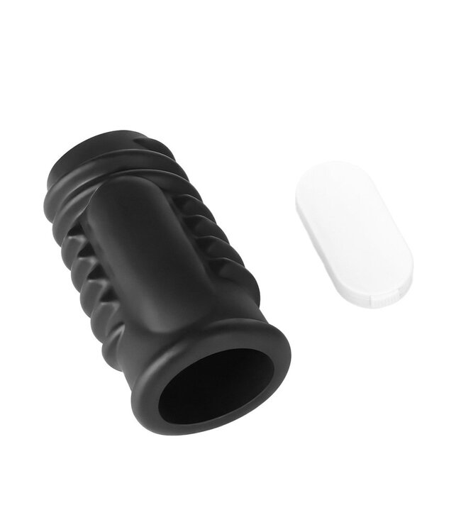 Rimba LoveToy - Spiral Knights Ring - Vibrerende Penis Sleeve (Ø 3,7 cm) - Zwart