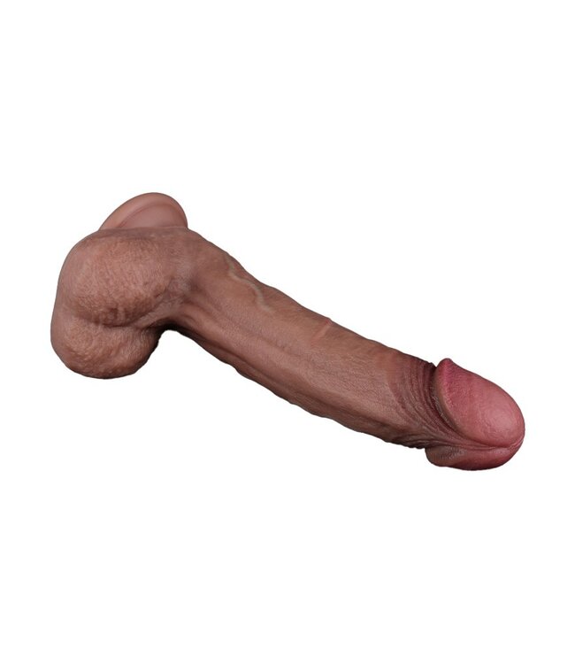 Rimba LoveToy - Dubbellaagse siliconen dildo 22,5 cm (Ø 4,2 cm) - Bruin