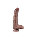 Rimba LoveToy - Dubbellaagse siliconen dildo 22 cm (Ø 4,2 cm) - Bruin
