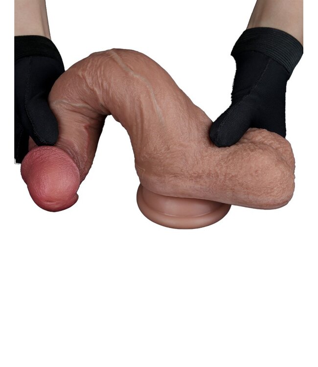 Rimba LoveToy - Dubbellaagse siliconen dildo 21,5 cm (Ø 4,2 cm) - Bruin