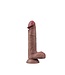 Rimba LoveToy - Dubbellaagse siliconen dildo 19,5 cm (Ø 3,7 cm) - Bruin