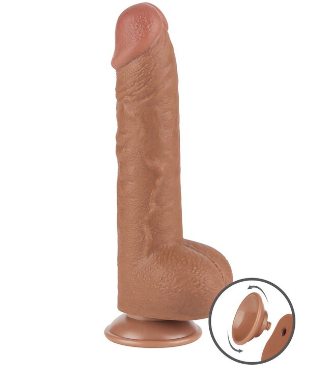 Rimba LoveToy - Sliding Skin Dildo 24 cm (Ø 4,3 cm) - Bruin