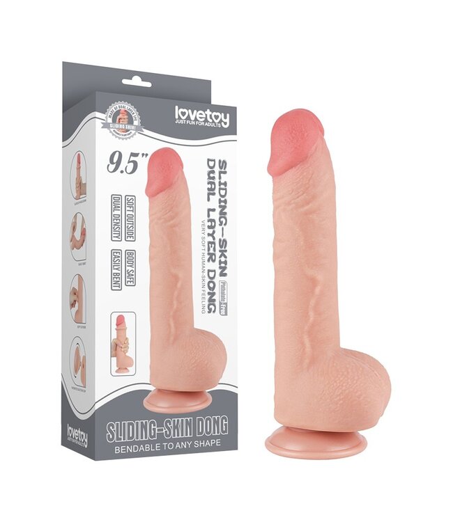 Rimba LoveToy - Glijdende Huid Dildo 24 cm (Ø 4.3 cm) - Nude