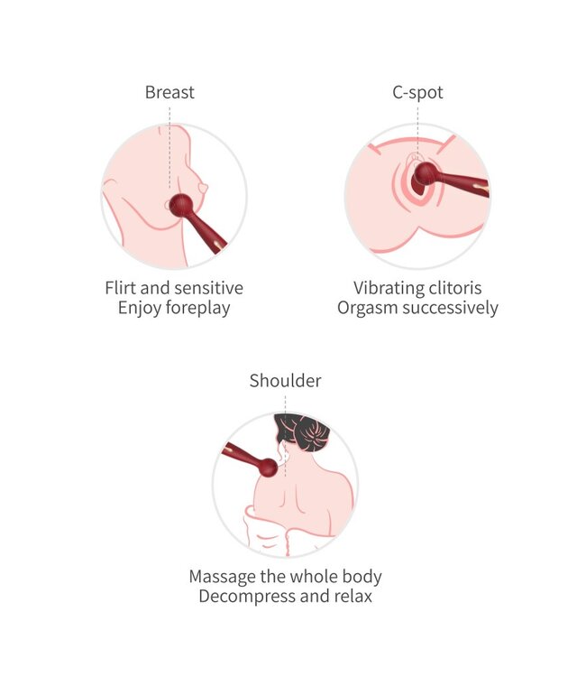 Rimba Viotec - Firelick - Mini Wand Vibrator - Goud & Wijnrood