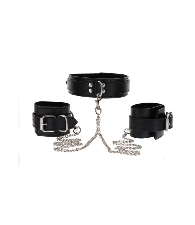 Taboom Bondage Essentials Heavy Collar and Wrist Cuffs