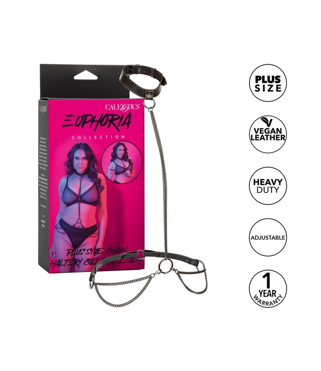 CalExotics Euphoria Collection Plus Size Chain Halter/Collar & Leash