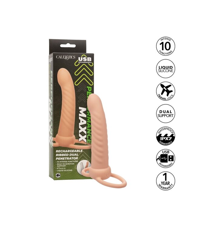 CalExotics Performance Maxx Rechargeable Ribbed Dual Penetrator