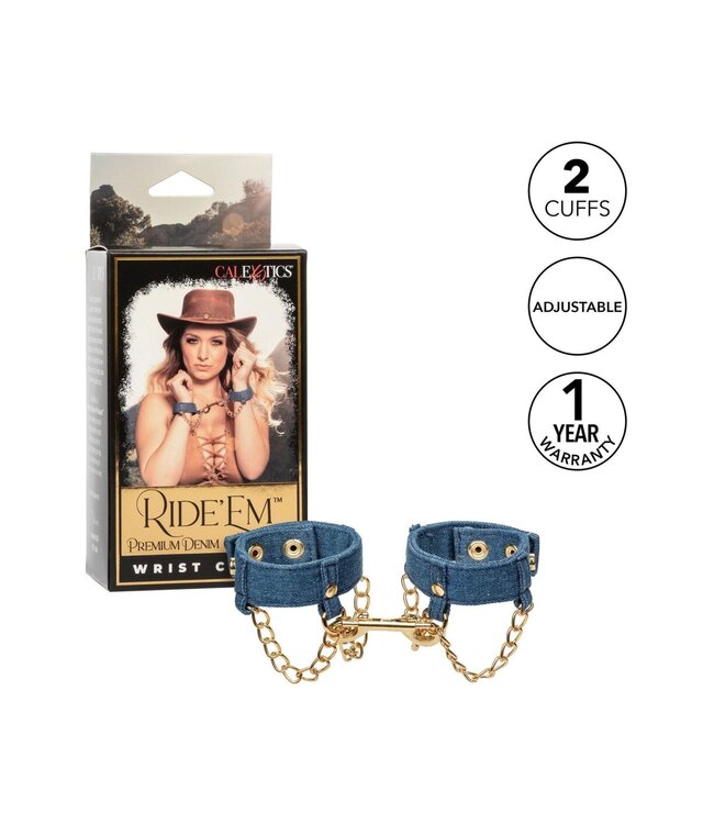 CalExotics Ride 'em Premium Denim Collection Wrist Cuffs