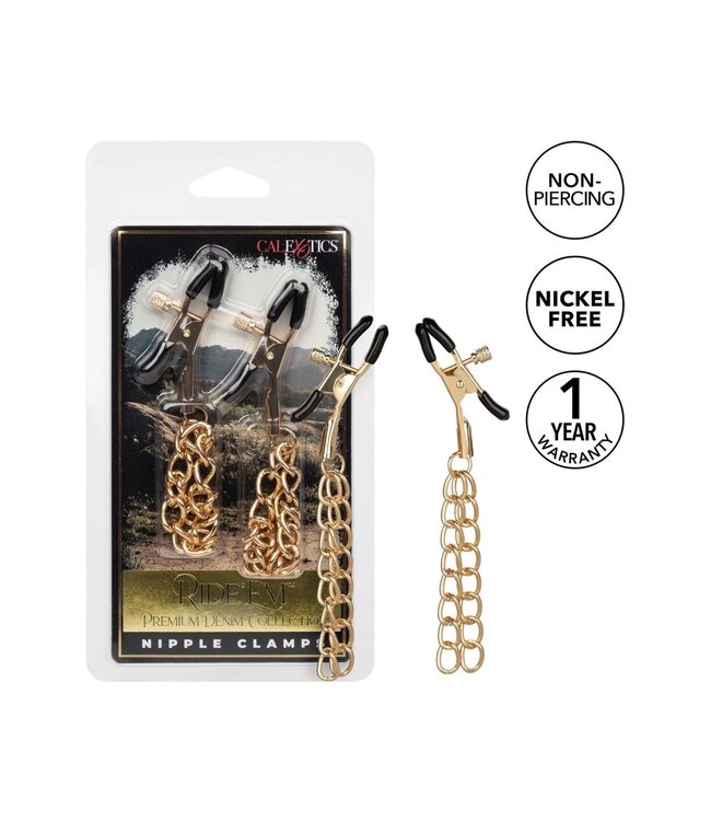 CalExotics Ride 'em Premium Denim Collection Nipple Clamps