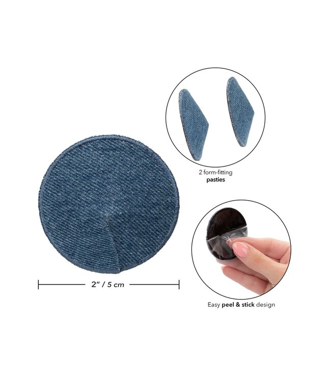 CalExotics Ride 'em Premium Denim Collection Round Pasties