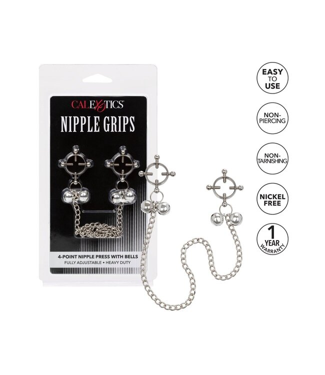 CalExotics Nipple Grips 4-Point Nipple Press with Bells