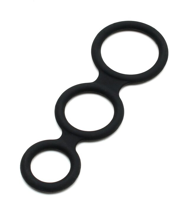 Rimba Rimba Latex Play - Triple Cock Ring - Zwart