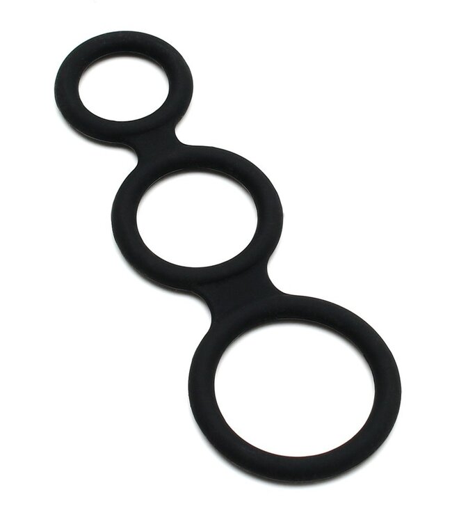 Rimba Rimba Latex Play - Triple Cock Ring - Zwart