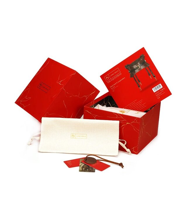 Rimba Liebe Seele - Leren Taille Riem met Bretels - Zwart, Bruin & Goud