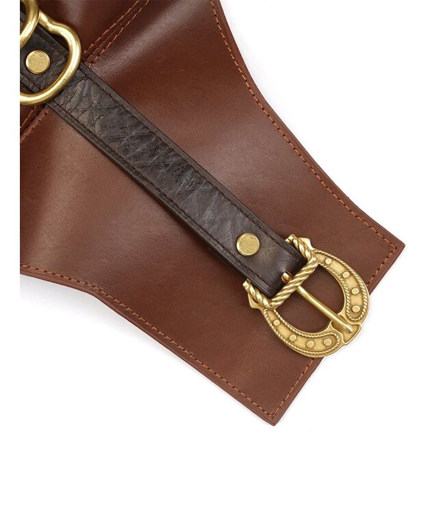 Rimba Liebe Seele - Leren Taille Riem met Bretels - Zwart, Bruin & Goud