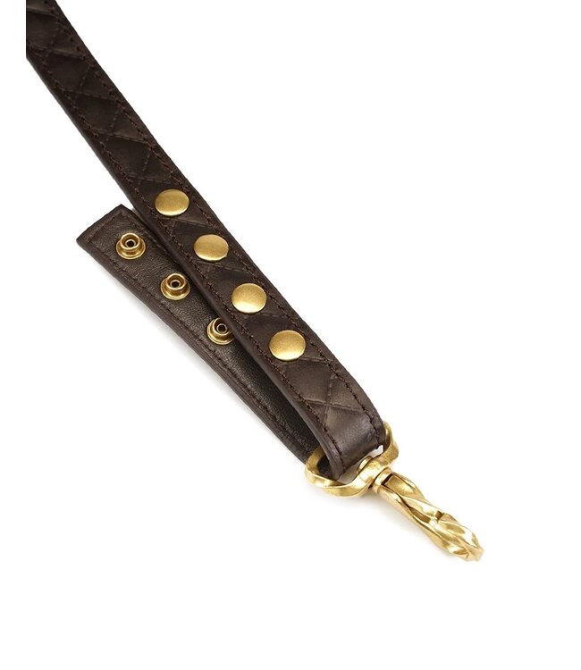 Rimba Liebe Seele - Leren Taille Riem met Bretels - Zwart, Bruin & Goud