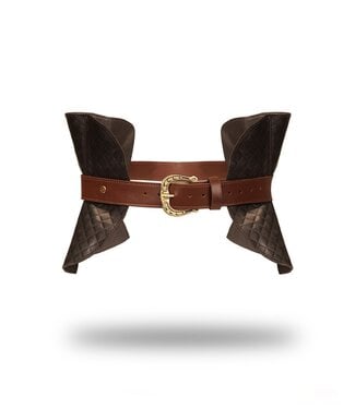 Rimba Liebe Seele - Leren Korset - Zwart, Bruin & Goud