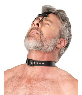 Rimba Rimba Bondage Play - Lederen Hoofdharnas met Neushaken - Zwart