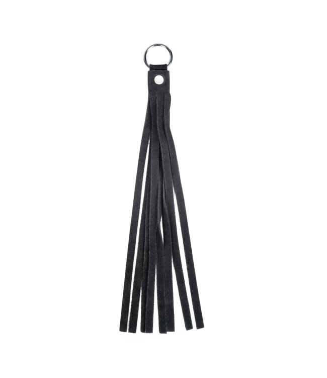 Rimba Rimba Bondage Play - Lederen Suède Halsband met Afneembare Flogger - Zwart