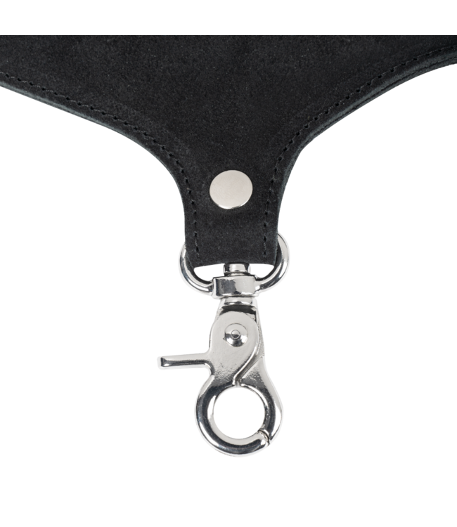 Rimba Rimba Bondage Play - Lederen Suède Halsband met Afneembare Flogger - Zwart