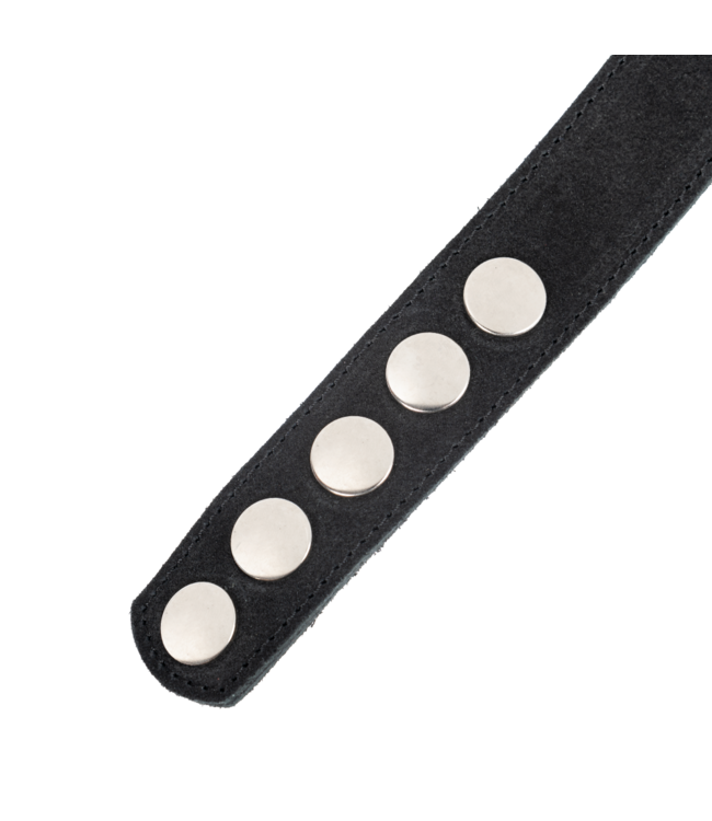 Rimba Rimba Bondage Play - Lederen Suède Halsband met Afneembare Flogger - Zwart