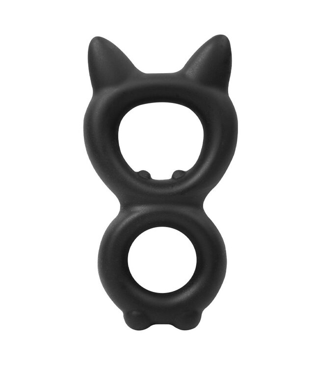Rimba Rimba Bondage Play - Siliconen Kitty 8-vormige Ring - Zwart