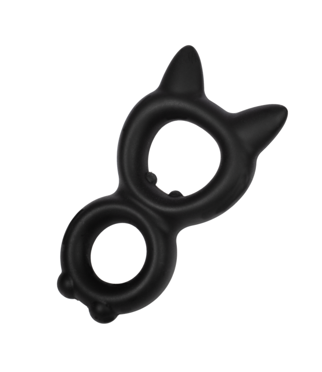 Rimba Rimba Bondage Play - Siliconen Kitty 8-vormige Ring - Zwart