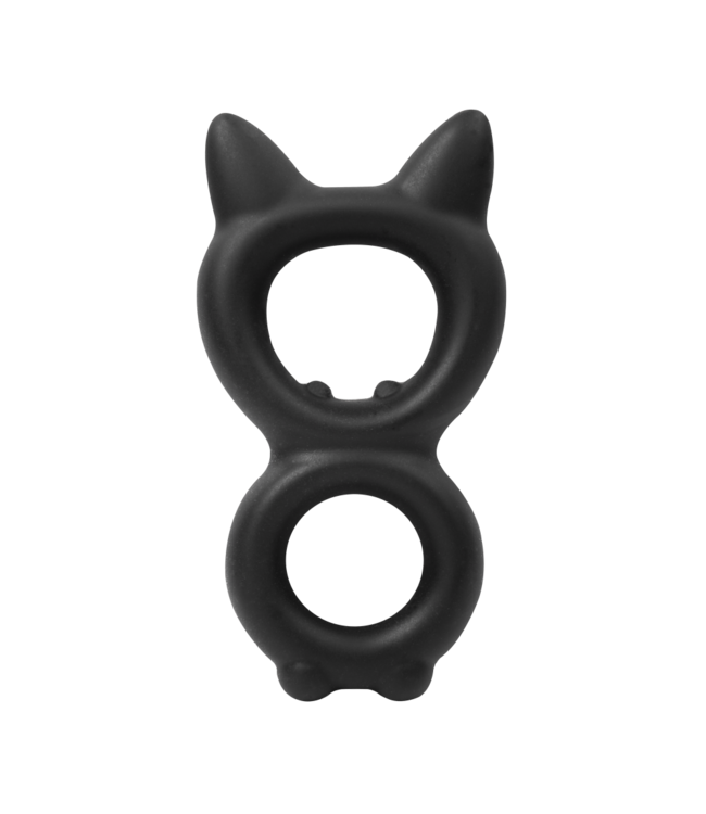Rimba Rimba Bondage Play - Siliconen Kitty 8-vormige Ring - Zwart