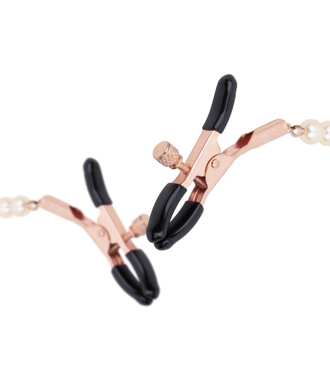 Rosy Gold Rosy Gold - Tepelklemmen met parelketting - Verstelbaar Design