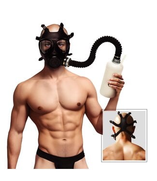 XR Brands XR Brands - Inhaler Gas Masker Met Fles - Zwart & Wit