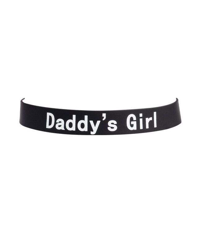 Rimba Rimba Latex Play - Halsband met opschrift 'Daddy's Girl' - Zwart & Wit