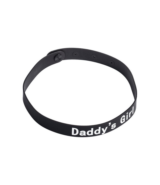 Rimba Rimba Latex Play - Halsband met opschrift 'Daddy's Girl' - Zwart & Wit