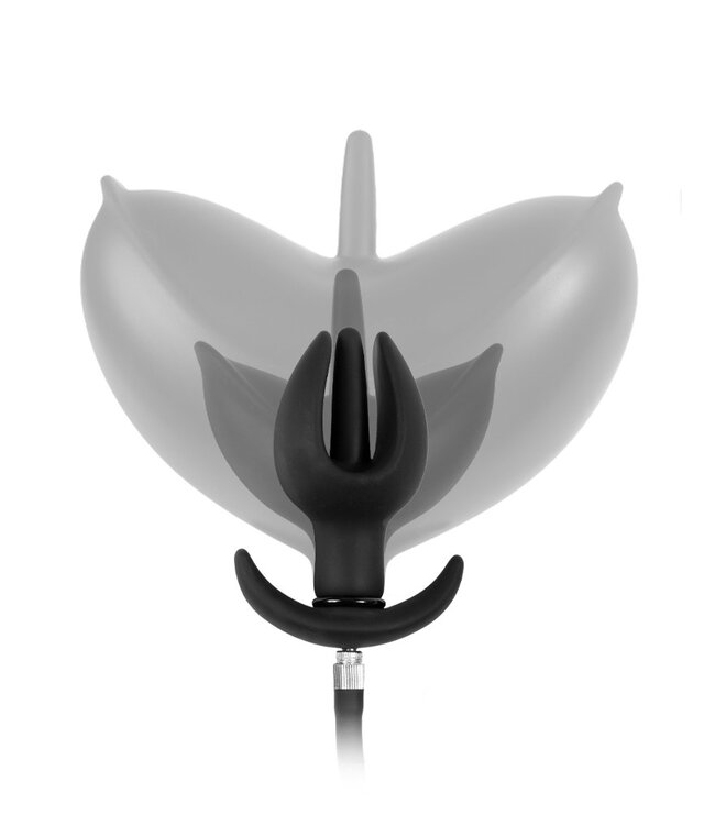 Rimba Rimba Latex Play - Opblaasbare Tulpvormige Anaalplug met Pomp - Zwart