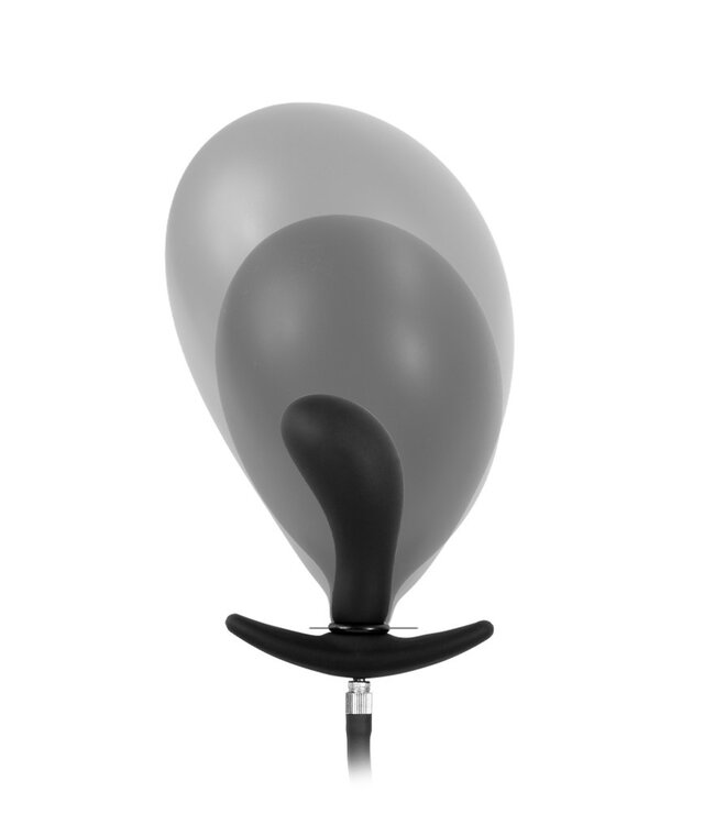 Rimba Rimba Latex Play - Opblaasbare Gebogen Anaalplug met Pomp - Zwart