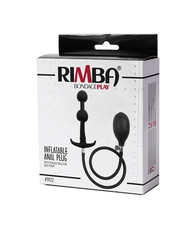 Rimba Rimba Latex Play - Opblaasbare Anaalplug met Dubbele Ballon en Pomp - Zwart