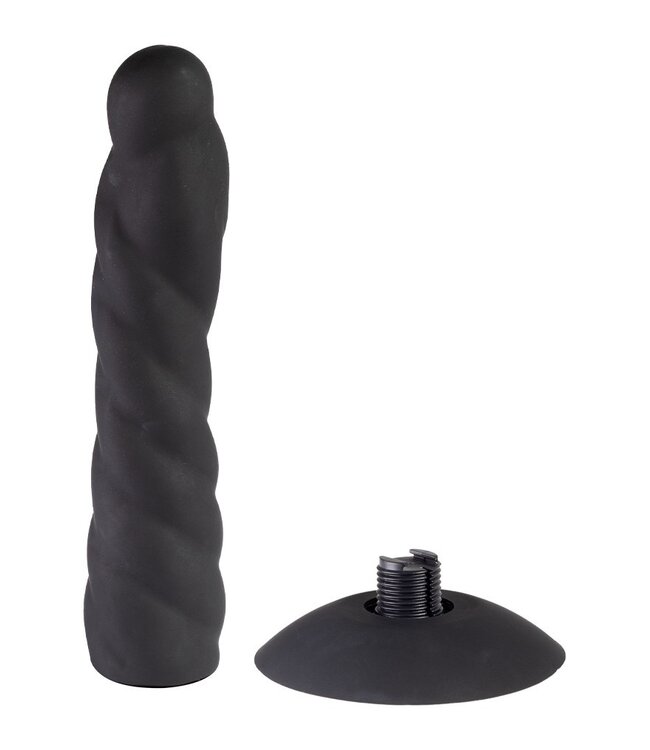 Rimba Rimba Latex Play - Verwisselbare Dildo voor Strap-on met Zuignap - Zwart