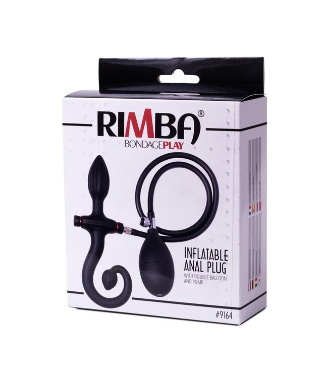 Rimba Rimba Latex Play - Opblaasbare anaalplug met handvat en pomp - Zwart