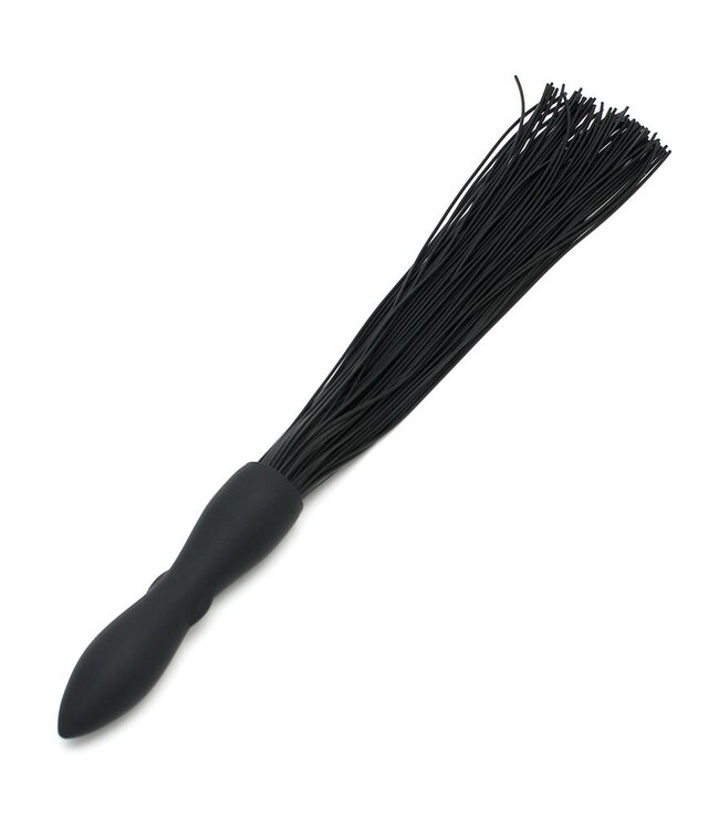Rimba Rimba Latex Play - Zweep met vibrerende dildo - Zwart