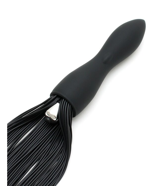 Rimba Rimba Latex Play - Zweep met vibrerende dildo - Zwart