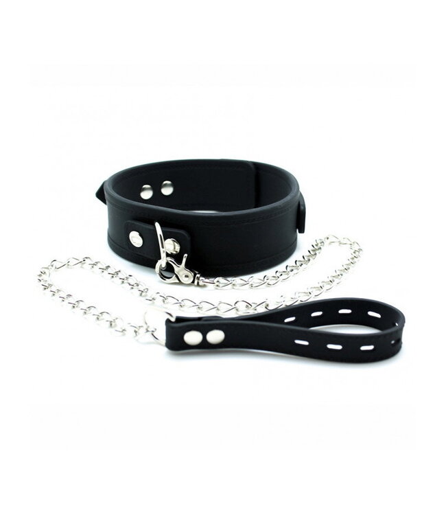 Rimba Rimba - Brede silicone halsband met hondenketting