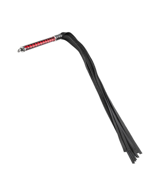 Rimba RISE - Lange Flogger (zachte staarten) - Zwart/Rood