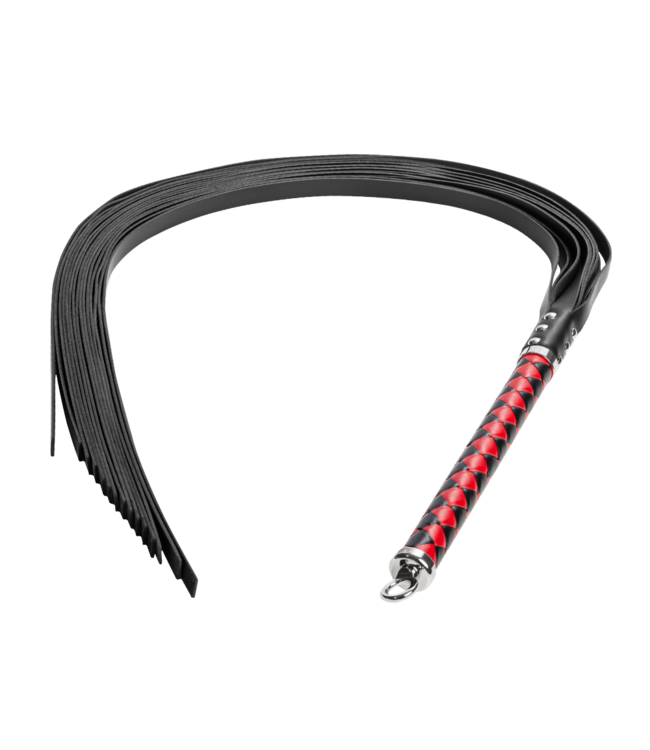 Rimba RISE - Lange Flogger (zachte staarten) - Zwart/Rood